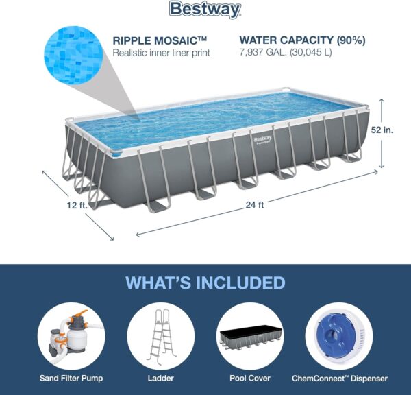 Bestway Oval Above Ground Pool Set (10' x 6'7" x 33")| Includes Filter Pump & ChemConnect Dispenser - Image 39
