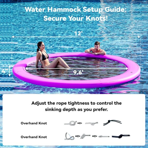 Round Inflatable Floating Dock, Sunchill Float Ring, Hammock Tanning Pool with 4in Woven Fabric, Manual Pump for 1-2 Min Quick Inflate/Deflate, Fits 2-8, Ideal for Lakes, Pools, Oceans - Image 65