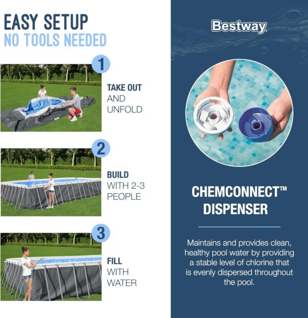 Bestway Oval Above Ground Pool Set (10' x 6'7" x 33")| Includes Filter Pump & ChemConnect Dispenser - Image 51