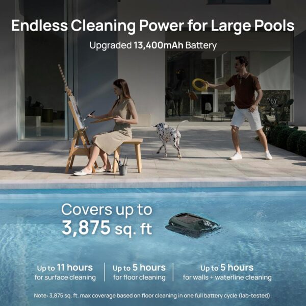 Beatbot AquaSense 2 Pro Cordless Pool Vacuum Robot, Unmatched 5-in-1 Cleaning, Surface Parking, Skims Water Surface with APP Control, Water Clarification, for Pools up to 3,875 Sq.ft �� Emerald Green - Image 6