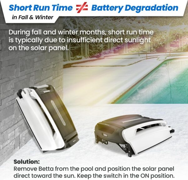 Betta SE Solar Powered Automatic Robotic Pool Surface Skimmer Cleaner with 30-Hour Continuous Cleaning Battery Power and Re-Engineered Twin Salt Chlorine Tolerant Motors (Blue) - Image 7