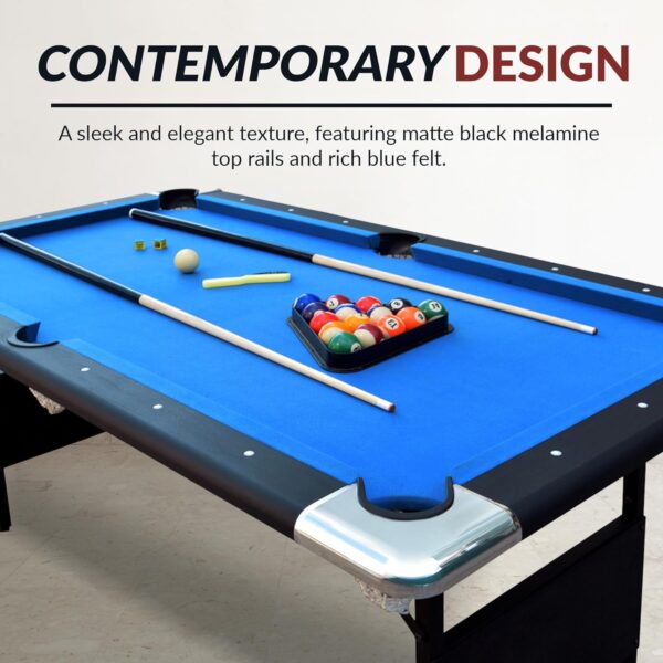 Hathaway Fairmont 6 Ft Portable Pool Table, Adults Folding Billiards Tables for Game Room with Easy Foldable Storage, Includes Full Set of Billiard Balls, Cues, Chalk & Brush - Image 40