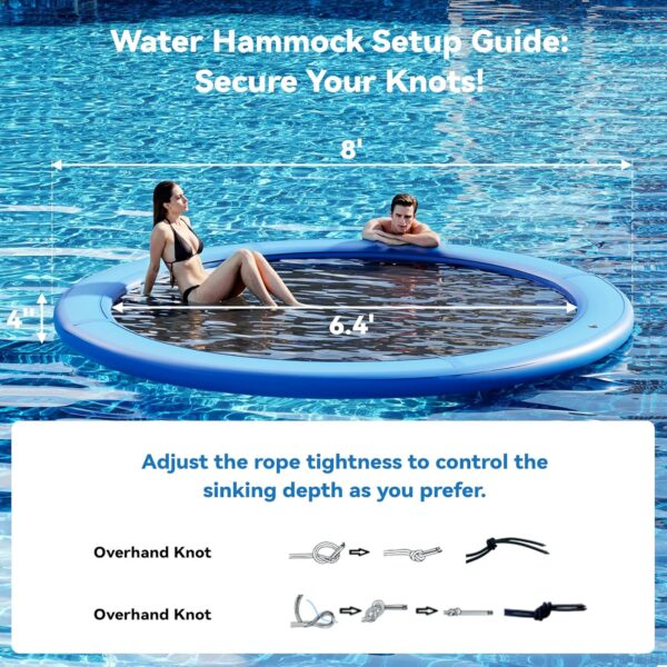 Round Inflatable Floating Dock, Sunchill Float Ring, Hammock Tanning Pool with 4in Woven Fabric, Manual Pump for 1-2 Min Quick Inflate/Deflate, Fits 2-8, Ideal for Lakes, Pools, Oceans - Image 28