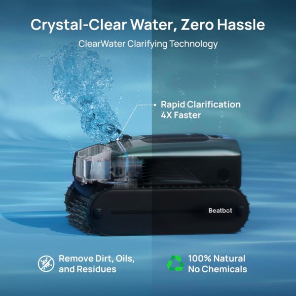 Beatbot AquaSense 2 Pro Cordless Pool Vacuum Robot, Unmatched 5-in-1 Cleaning, Surface Parking, Skims Water Surface with APP Control, Water Clarification, for Pools up to 3,875 Sq.ft �� Emerald Green - Image 5