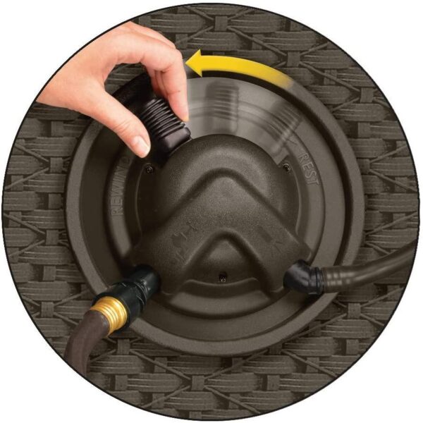 Aquawinder 125′ Wicker Garden Hose Reel – Lightweight Portable Hands – Free Water Powered Retractable Hose Reel – Java - Image 5