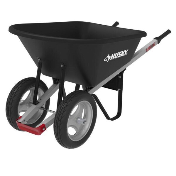 6 Cu. Ft. Poly Dual Wheel Wheelbarrow with Flat-Free Tires