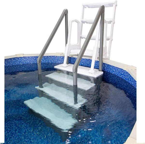Select Anti-Slip in-Pool Steps | Gray | for Above Ground Swimming Pools | Can Mount to Decks 48′′ to 54′′ H | Safety Stairs Capacity Up to 300 lbs - Image 79