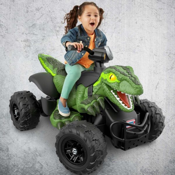 Power Wheels Jurassic World Dino Racer Ride-On ATV, Green Dinosaur Toy - Image 2