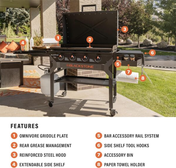 Blackstone 2310 Iron-Forged 36" Omnivore Griddle – Premium Powder-Coated Steel with Reinforced Hood, Black Finish - Image 4
