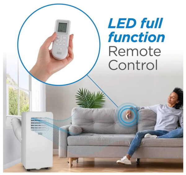 10,000 BTU Portable Air Conditioner with Remote Control, White - Image 3