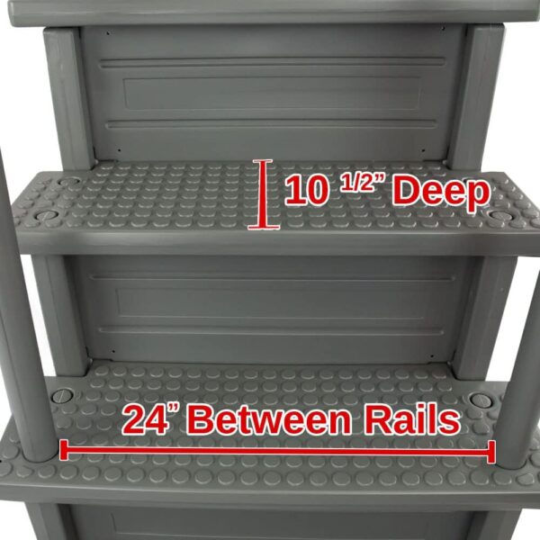 Select Anti-Slip in-Pool Steps | Gray | for Above Ground Swimming Pools | Can Mount to Decks 48′′ to 54′′ H | Safety Stairs Capacity Up to 300 lbs - Image 41