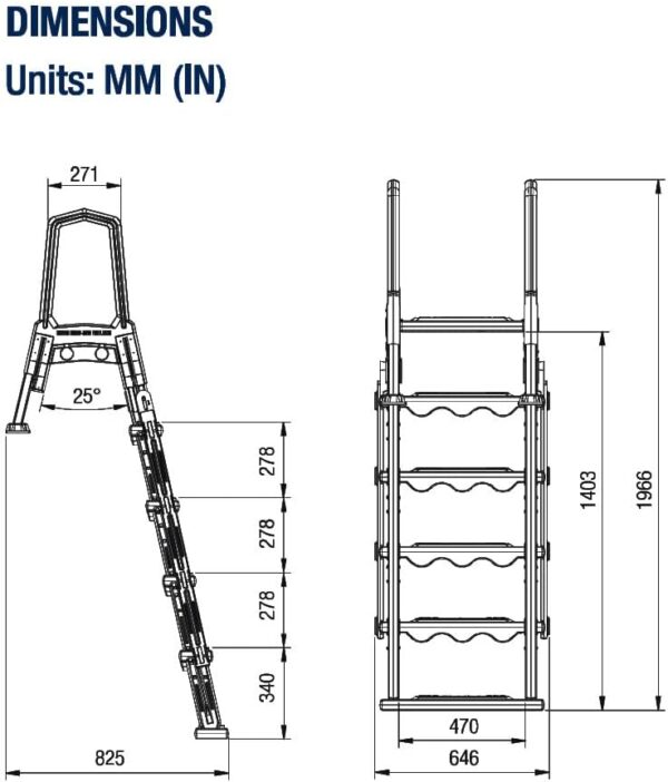 Select Anti-Slip in-Pool Steps | Gray | for Above Ground Swimming Pools | Can Mount to Decks 48′′ to 54′′ H | Safety Stairs Capacity Up to 300 lbs - Image 48