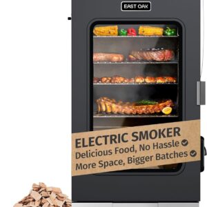 30" Electric Smoker, Outdoor Smoker with Glass Door & Meat Thermometer, 725 Sq Inch Large Capacity, 4 Detachable Racks for Backyard BBQ, Party, Outdoor Cooking Night Blue