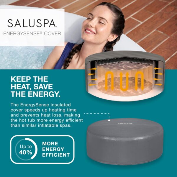 Bestway SaluSpa Fiji AirJet Large Round 2 to 4 Person Inflatable Hot Tub Portable Outdoor Spa with 120 AirJets and EnergySense Cover, Grey - Image 12