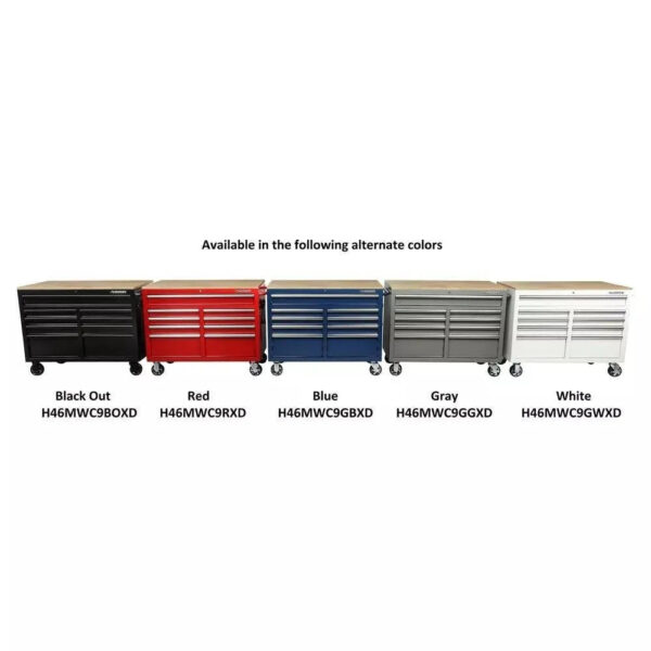 46 in. W x 24 in. D 9-Drawer Gloss Black Deep Tool Chest Mobile Workbench - Image 7