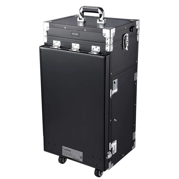 Nail Desk Mobile Station Rolling Makeup Train Case Trolley Cosmetic Manicure Table Mirror 4 Drawers Pink - Image 12