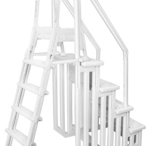 Above-Ground Pool Ladder A-Frame Swimming Non-Sliip Step Ladder, White