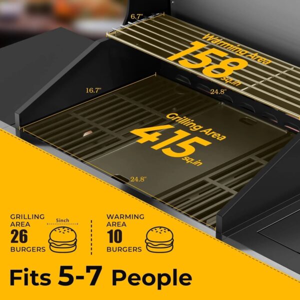 3 & 4-Burner Propane Gas Grills with Side Burners, for Outdoor Cooking, BBQ, Patio, Camping - Image 9