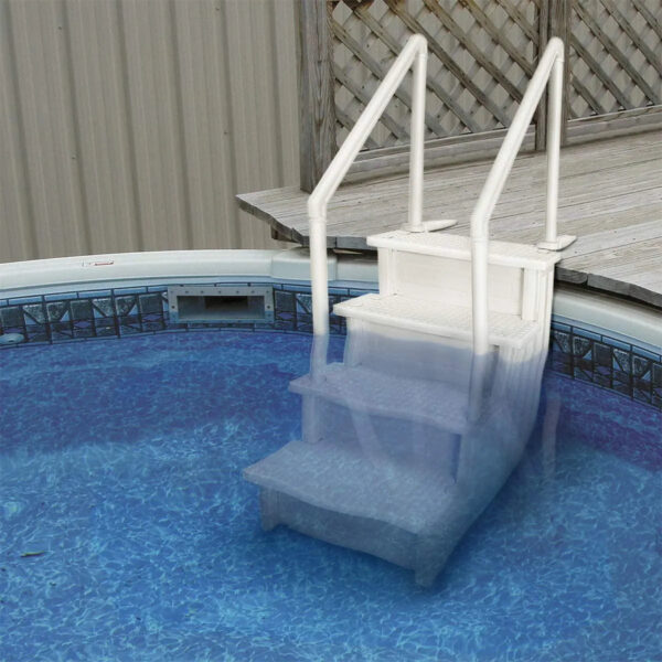 Select Above Ground Anti-Slip Pool Steps to Deck | Safety Swimming Pool Ladder | Designed for Above Ground Swimming Pools | Holds Up to 400 Pounds | White - Image 2