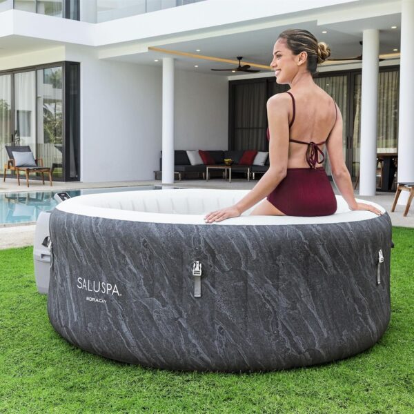 Bestway SaluSpa Fiji AirJet Large Round 2 to 4 Person Inflatable Hot Tub Portable Outdoor Spa with 120 AirJets and EnergySense Cover, Grey - Image 8