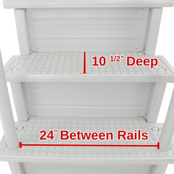 Select Anti-Slip in-Pool Steps | Gray | for Above Ground Swimming Pools | Can Mount to Decks 48′′ to 54′′ H | Safety Stairs Capacity Up to 300 lbs - Image 33