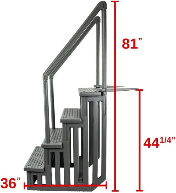 Select Anti-Slip in-Pool Steps | Gray | for Above Ground Swimming Pools | Can Mount to Decks 48′′ to 54′′ H | Safety Stairs Capacity Up to 300 lbs - Image 43