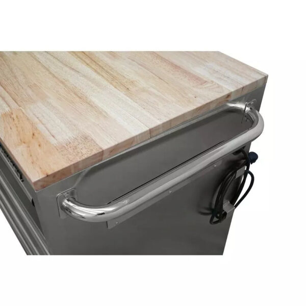72 in 18-Drawer 24 in. D Mobile Workbench with Solid Wood Top Stainless Steel - Image 10
