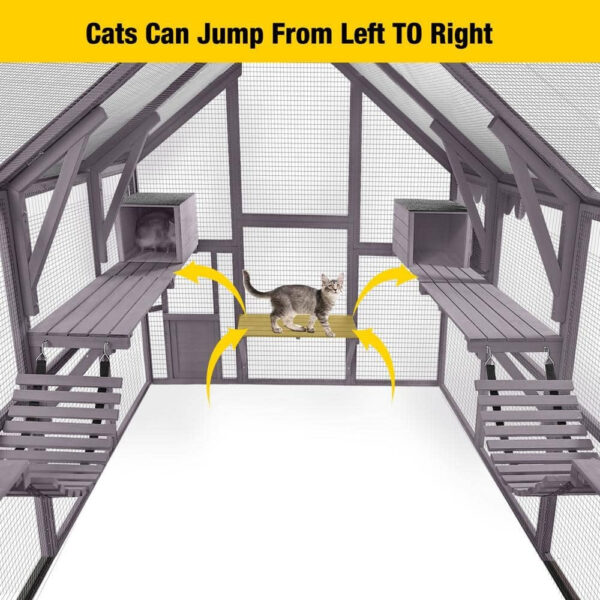 Morgete Luxury Outdoor Cat House: Spacious 56.54ft2 Enclosure with Platforms & Weatherproof Cover - Image 6